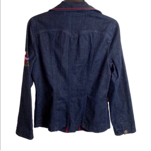 Brighton RARE Denim Cotton Follow Your Heart Embroidered Pea Style jean jacket - Picture 6 of 7